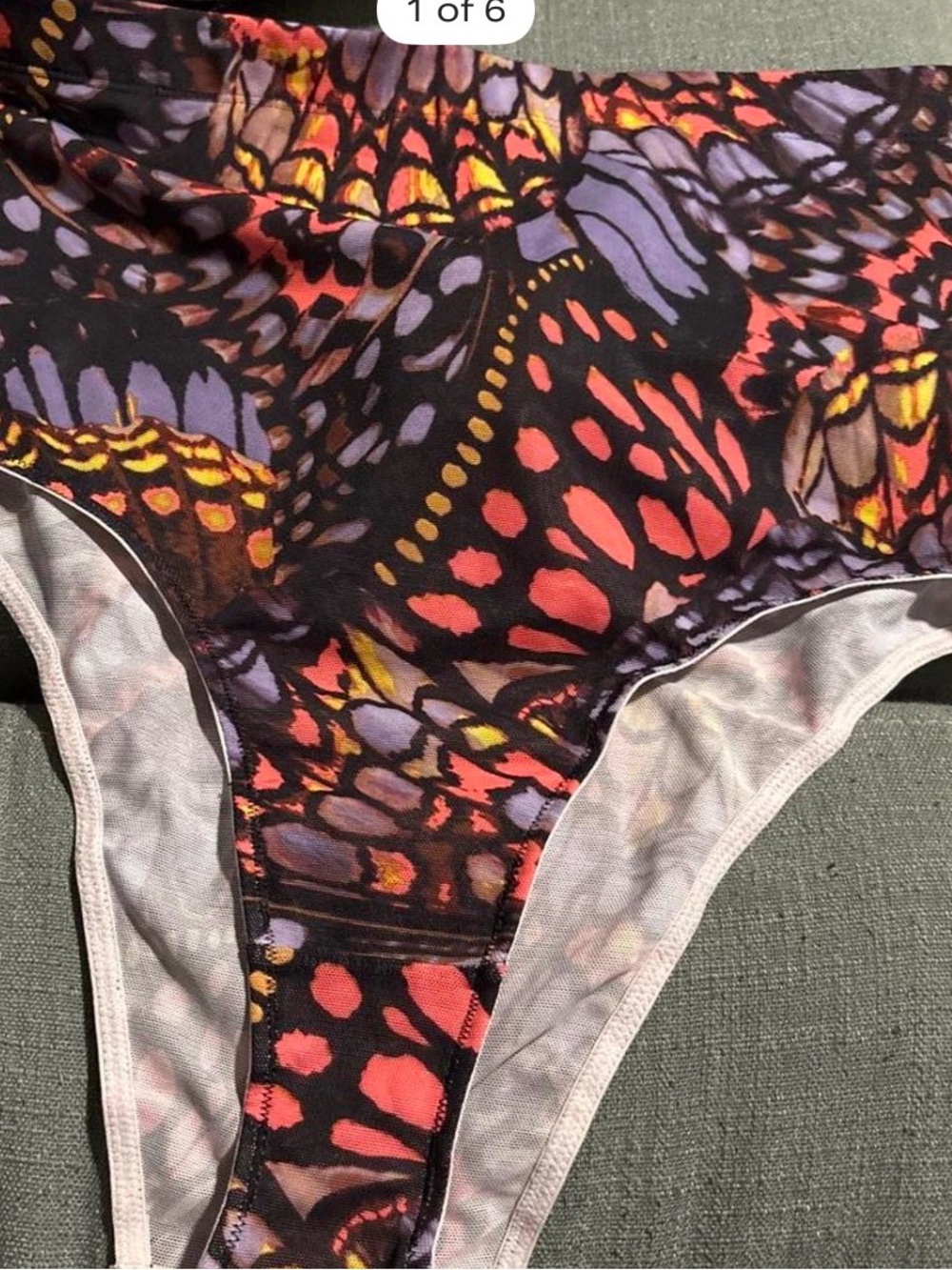 YITTY Multicolor Butterfly-Print High-Cut Brief - Black/Coral/Purple/Yellow
